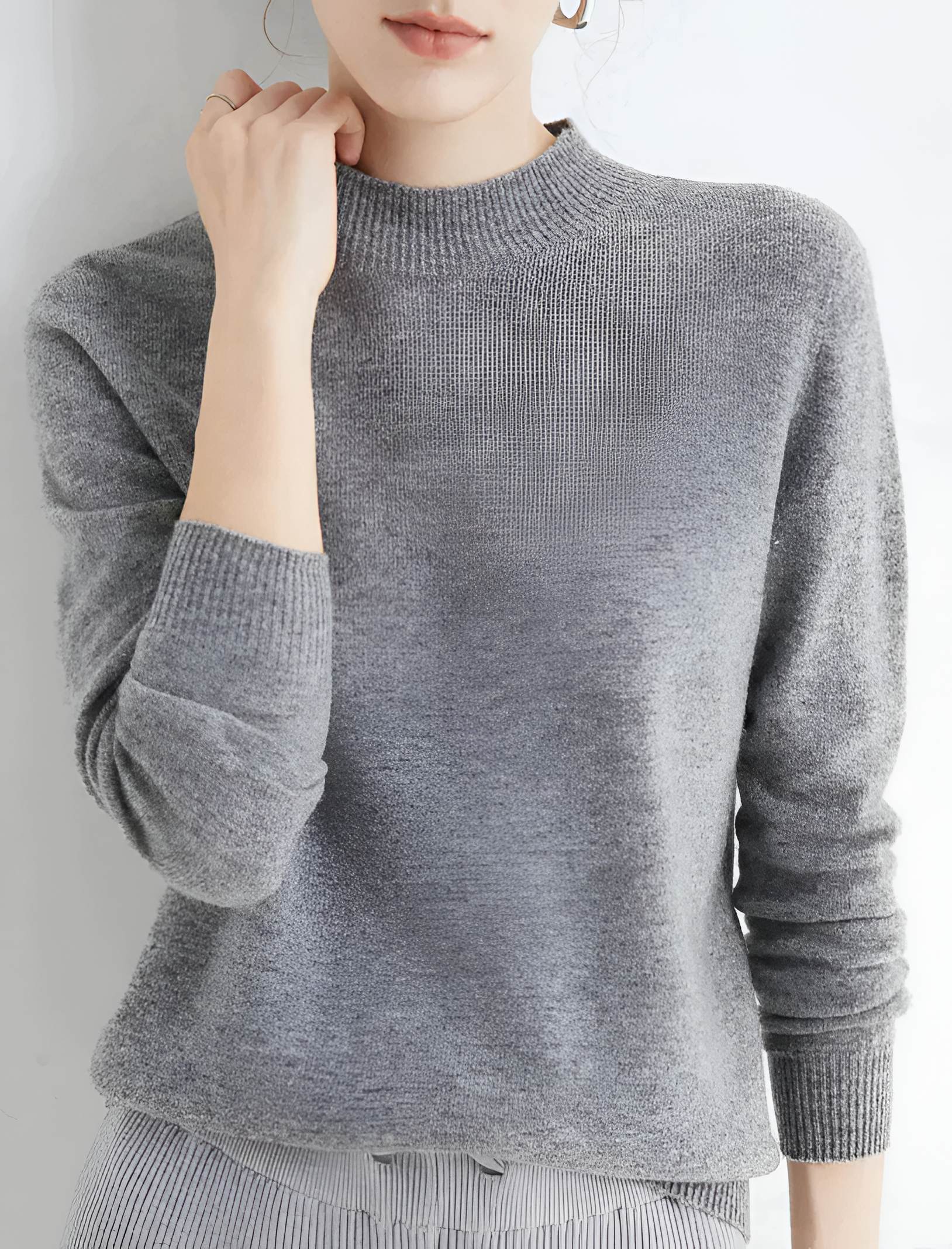 Women's Mock Neck Sweater - Office Wear