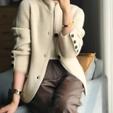 Women's Textured Button Cuff Cardigan - Casual Office Wear