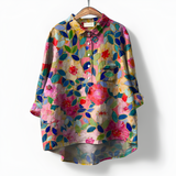 Women's Button Down Shirt Artistic Print Oversized Fit - Casual Wear