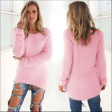 Women's Fuzzy Loose Long Sleeve Sweater - Casual Daily Wear