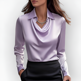 Women's Drape Long Sleeve Blouse - Office Wear