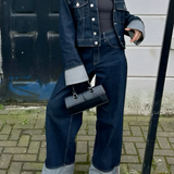 Women's Deep Wash Cuffed Jacket Set - Casual Streetwear