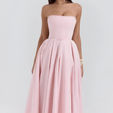 Women's Strapless Pleated Midi Dress - Cocktail Party