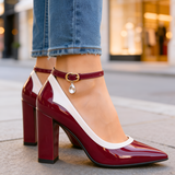 Women's Ankle Strap Block Heel Pumps - Date Night