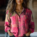 Women's Button Down Shirt Floral Print Long Sleeve - Casual Daily Wear