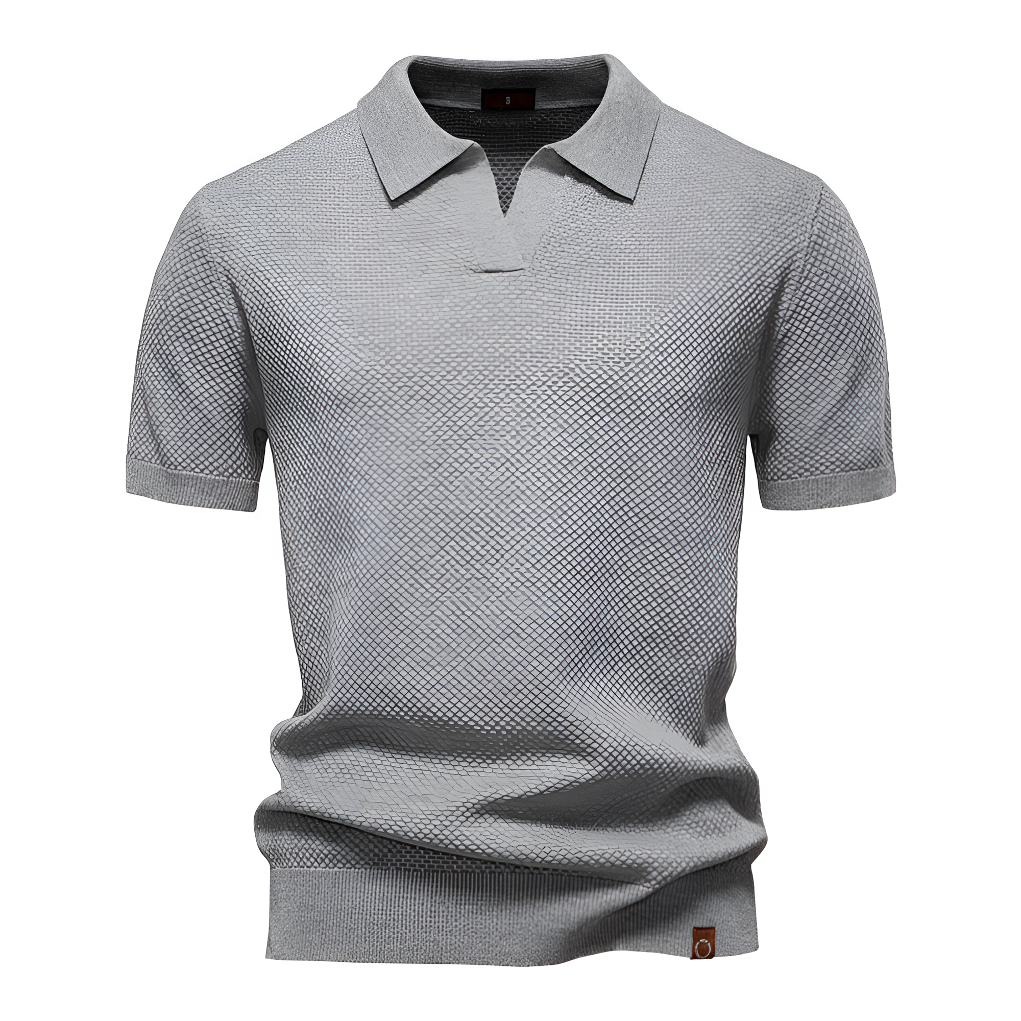 Men's Waffle Knit Notch Neck Polo Shirt - Casual Business
