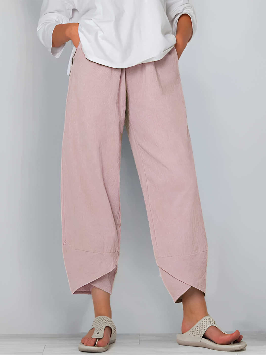 Women's Tulip Hem Wide Leg Trousers - Casual Everyday Wear