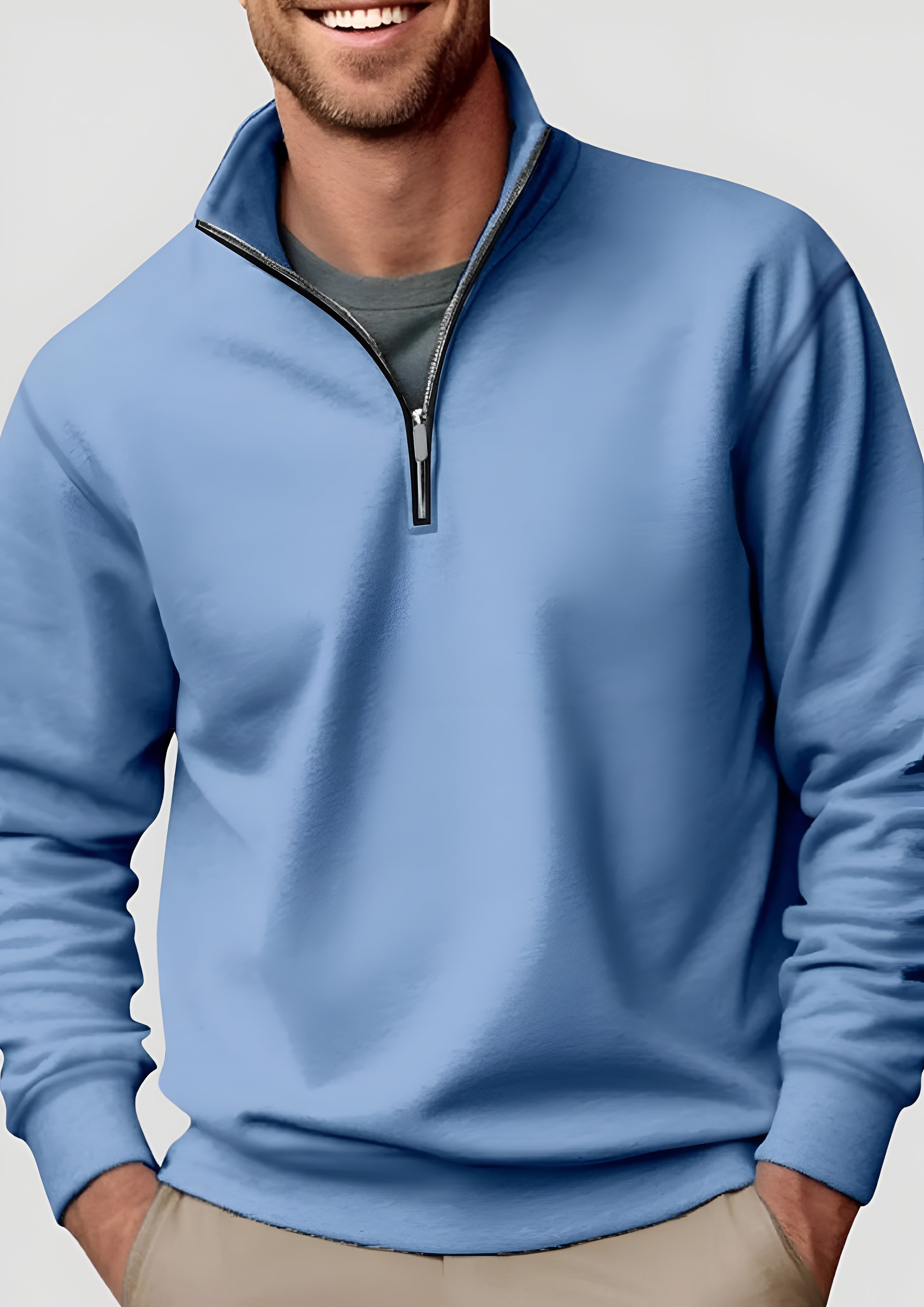 Men’s Quarter Zip Collar Sweatshirt - Casual Winter Wear