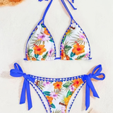 Women's Bikini Set Floral Print Trim - Beach Vacation