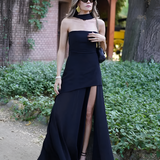 Women's Strapless High Slit Maxi Dress - Evening Party