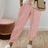 Women's  Drawstring Striped Solid Casual Pants - Beach Vacation