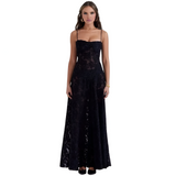 Women's Floral Corset Maxi Dress - Formal Occasion
