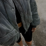 Women's Quilted Bomber Jacket - Casual Streetwear