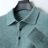 Men's Long Sleeve Knitted Polo Shirt - Casual Wear