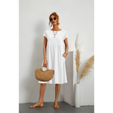 Women's Short Sleeve Smock Midi Dress - Casual Wear