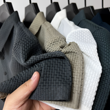 Men's Waffle Textured Polo Shirt - Business Casual