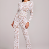 Women's Sequin Embroidered Flare Jumpsuit - Evening Wear
