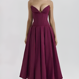 Women's Strapless Corset Midi Dress - Special Occasion
