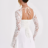 Women's Backless Lace-Up Mini Dress - Date Night