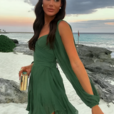 Women's Backless Chiffon Ruffle Dress - Vacation Resort Wear