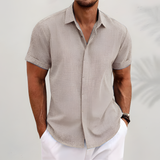 Men's Short Sleeve Button Down Textured Shirt - Casual Summer Wear