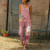 Women's Floral Print Overalls Adjustable Strap Relaxed Fit - Casual Wear