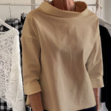 Women's Blouse Boat Neck Drop Shoulder - Office Casual Wear