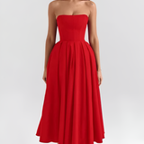 Women's Strapless Pleated Midi Dress - Cocktail Party