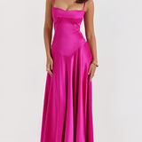 Women's Corset Lace Up Maxi Dress - Formal Evening Wear