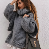 Women's Oversized Chunky Knit Sweater - Casual Winter Wear