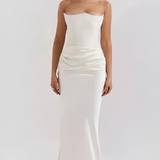 Women's Strapless Corset Maxi Dress - Formal Evening Wear