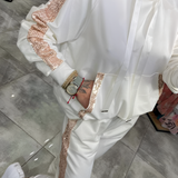 Women's Sequin Trim Hooded Tracksuit - Casual Loungewear