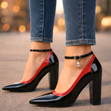 Women's Ankle Strap Block Heel Pumps - Date Night