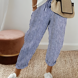 Women's  Drawstring Striped Solid Casual Pants - Beach Vacation