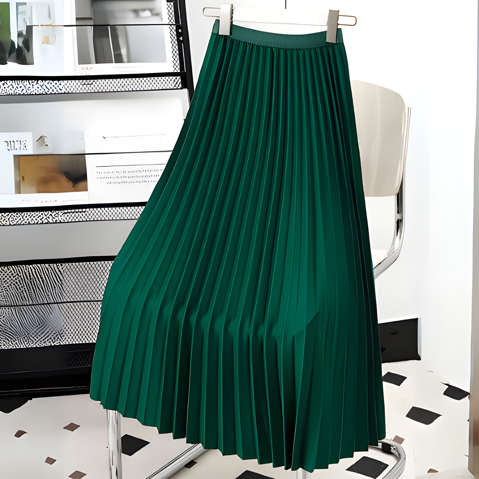 Women's Pleated Skirt High-Waisted A-Line Style - Office Wear