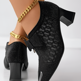 Women's Pointed Toe Block Heel Shoes - Party Wear