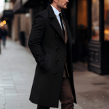 Men's Double Breasted Slim Fit Overcoat - Formal Outerwear