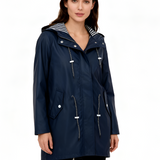 Women's Hooded Striped Lining Raincoat - Outdoor Casual Wear