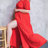 Women's Off-The-Shoulder Smocked Maxi Dress - Summer Outing