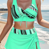 Women's Swimsuit Set Patterned Bodice - Beach Vacation