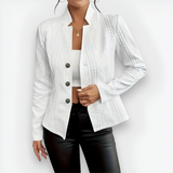 Women's Geometric Knit Stand Collar Blazer - Workwear