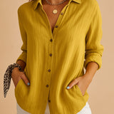 Women's Textured Button Up Shirt - Summer Casual Wear