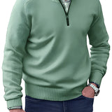 Men’s Knitted Half-Zip Pullover Sweater - Casual Winter Wear