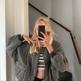 Women's Quilted Bomber Jacket - Casual Streetwear