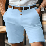 Men's Slim Fit Button Detail Shorts - Casual Summer Wear