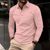 Men's Slim Fit Long Sleeve Polo Shirt - Casual Work Wear