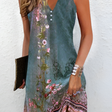 Women's Floral Print Sleeveless Midi Dress - Casual Summer Wear