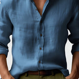 Men’s Long Sleeve Button Down Shirt -Summer Casual Wear