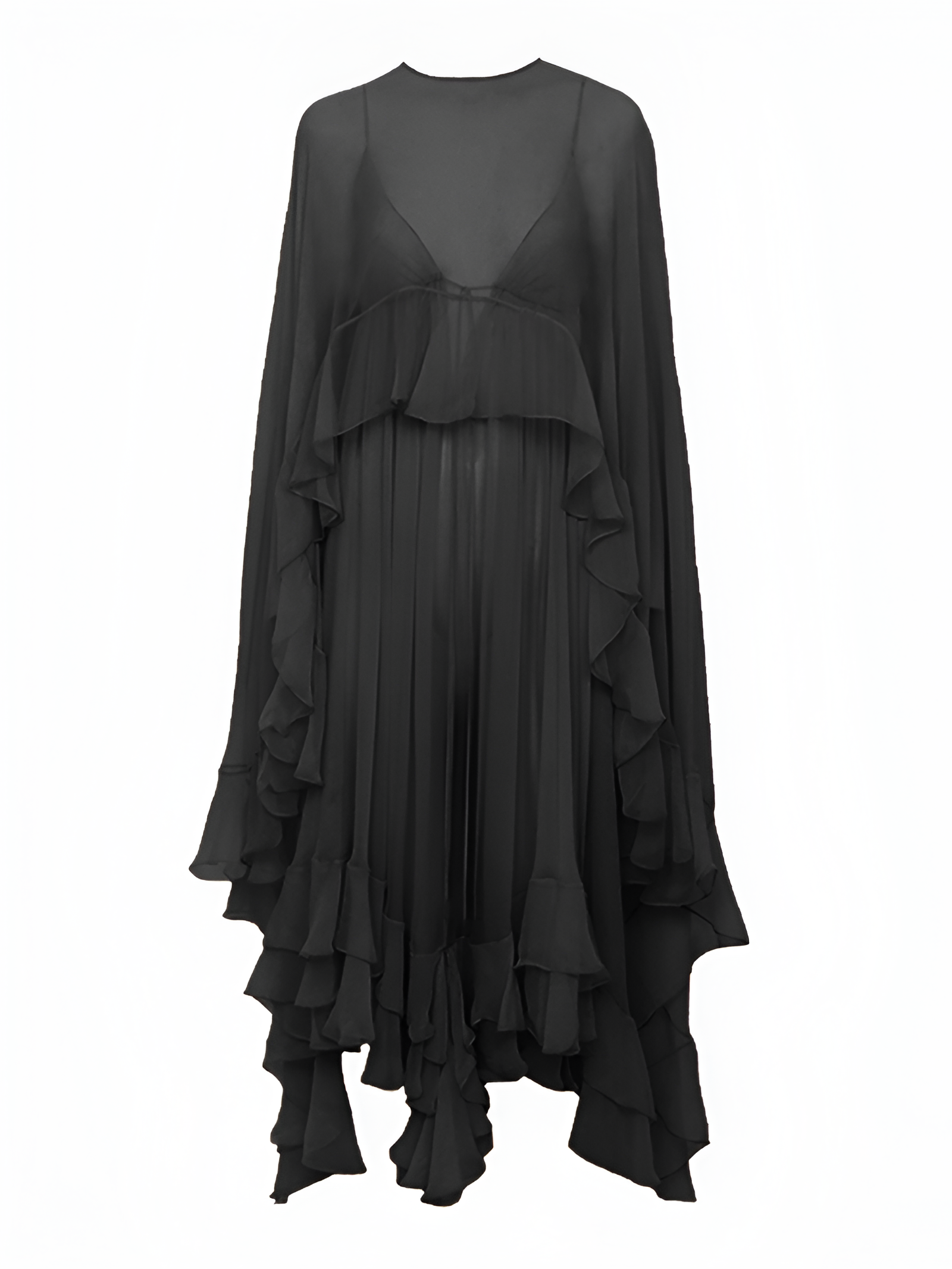 Women's Layered Chiffon Cloak Dress - Evening Party
