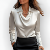 Women's Drape Long Sleeve Blouse - Office Wear
